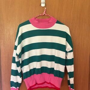THML Green and Pink Cowl Neck Sweater